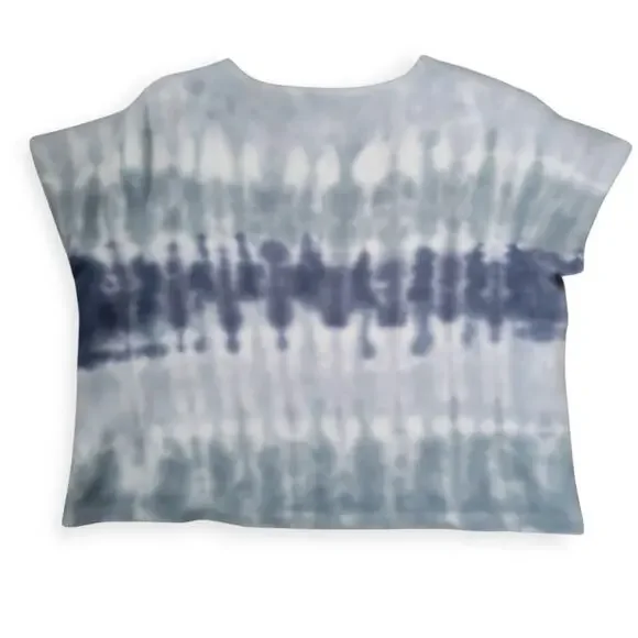 Madewell Ottoman Jacquard V-Neck Setlist Boxy Crop Top Tie-Dye Blue Women Sz XL - Picture 4 of 10